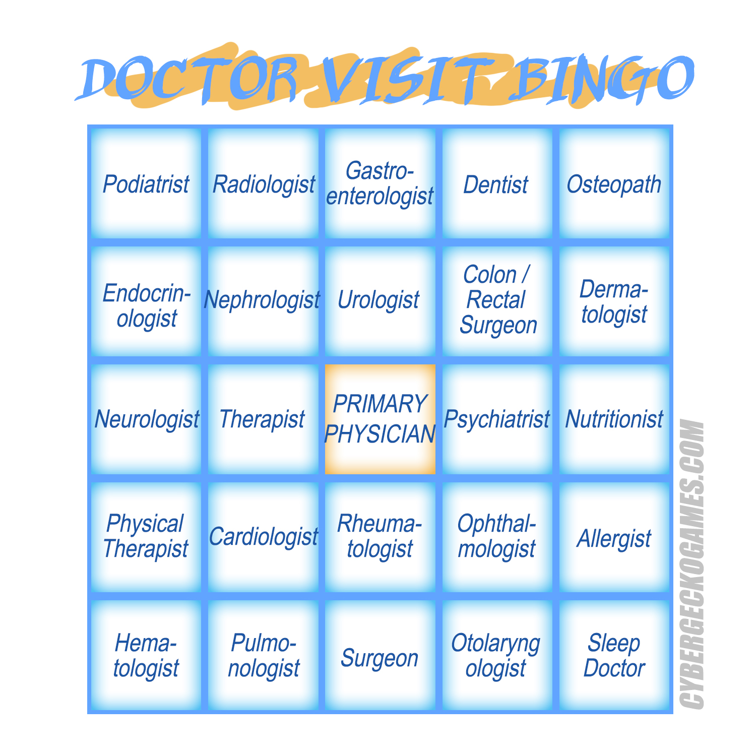 Doctor Visit Bingo
